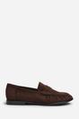 Dark Brown Charleigh Ruched Detail Flat Penny Loafers, Image 2 of 7