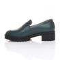 Teal Flat Chunky Heeled Penny Loafers, Image 3 of 5
