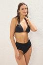 Black Hardware Detail Triangle Bikini Top, Image 1 of 4