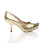 Gold Mid High Heel Court Shoes, Image 2 of 8