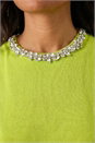 Lime Embellished Neck Knit Vest, Image 4 of 4
