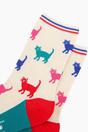 Cream Bamboo Socks - Cream/Multi Cats, Image 3 of 4