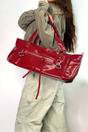 Red Large Tote Bag With Zip And Metal Hardware, Image 2 of 5