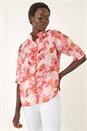 CORAL Floral Print Button Up Detail Blouse, Image 1 of 5