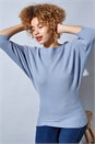 Blue Ribbed Batwing Jumper, Image 4 of 4
