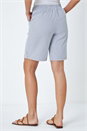 Blue Striped Turn Up Elastic Waist Shorts, Image 3 of 5