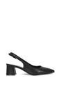 Black 'Virelai' Shimmer Low Block Heels With Slingback, Image 1 of 6