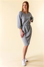 Light Grey Drawstring Jersey Sweater Dress, Image 2 of 4