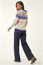 Light Grey Nordic Print Hooded Jumper, Image 3 of 5