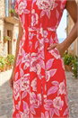 Red Rose Print Belted Midi Dress, Image 4 of 4