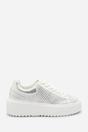 White Eliane' Lace Up Trainer with Diamante Pattern, Image 2 of 7