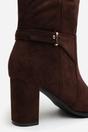 Dark Brown 'Xenia' Knee High Heeled Boots With Side Zip, Image 4 of 6