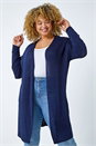 Navy Curve Longline Cardigan , Image 1 of 5