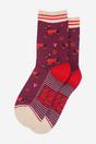 Burgundy Sausage Dogs Toadstools Bamboo Socks, Image 3 of 4