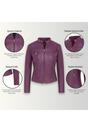 Purple Slim-Fit Leather Biker Jacket-Tulsa, Image 3 of 7