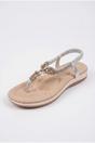 Silver iKrush Silver Pearl Embellished T Bar Flat Sandals, Image 2 of 5