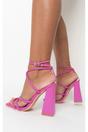 Fuchsia iKrush Fuchsia Michaela Strappy Ankle Block Heeled Sandals, Image 2 of 4