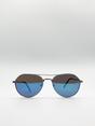 Silver Aviator Sunglasses With Blue Mirror Lenses, Image 1 of 5