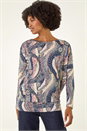 PINK Abstract Print Banded Hem Stretch Top, Image 4 of 5