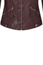 Burgundy Womens Hooded Biker Jacket - Brazz, Image 5 of 5