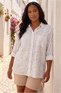 White Curve Broderie Collared Shirt, Image 1 of 4