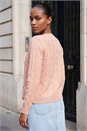 Light Pink Textured Cable Knit Cardigan, Image 3 of 4