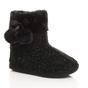Black AJVANI Black Knitted Glitter Ankle Boot Slippers, Image 1 of 6
