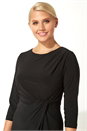 Black 3/4 Sleeve Twist Waist Dress, Image 4 of 5