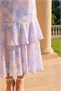 Lilac Petite Floral V-Neck Frill Midi Dress, Image 4 of 4