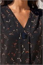 Black Floral Print V-Neck Top, Image 4 of 4