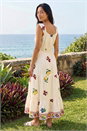 Natural  Petite Fruit Print Strappy Midi Dress , Image 3 of 4