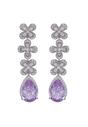 Lilac Diva Triple Flower Drop Earrings, Image 1 of 5