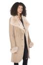 Beige Toscana Collar Merino Shearling Coat, Image 3 of 4