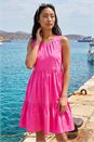 Pink Petite Cotton Tiered Smock Dress , Image 1 of 4