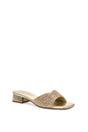 Gold XY LONDON Gold 'Seren' Low Heel Sandal Mules With Diamante Details, Image 2 of 6