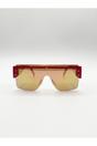 Red Oversized Flat Top Sunglasses Mirrored Lens, Image 1 of 6