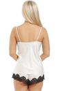 Cream Satin Cami Set With Floral Lace Detailing, Image 3 of 5