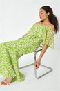 Lime Dusk Spot Print Chiffon Overlay Maxi Dress, Image 4 of 5