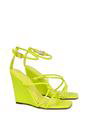 Green 'Danica' Ankle Strap Square Toe Wedge Heel Sandals, Image 2 of 5
