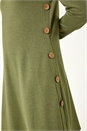 Green Side Button Detail Swing Dress, Image 5 of 5