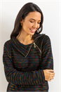 Black Side Split Zip Detail Tunic Top, Image 4 of 5