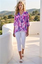 Purple Blurred Print Frill Blouse, Image 2 of 4
