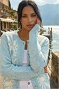 Light Blue Floral Buttoned Knit Cardigan, Image 2 of 4
