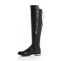 Black AJVANI Black Elastic Tie Up Riding Knee High Boots, Image 3 of 6