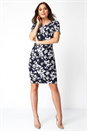 Navy  Floral Print Bodycon Dress, Image 2 of 5