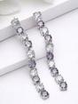 Purple Graduated Crystal Line Drop Earrings, Image 3 of 3