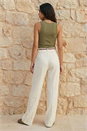 Ivory  Linen Blend Belted Trouser, Image 3 of 5
