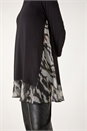 Black Abstract Contrast Mesh Stretch Tunic, Image 5 of 5