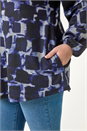 Navy  Curve Abstract Print Swing Tunic Top, Image 5 of 5
