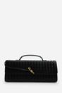 Black Petal Envelope Style Woven Clutch Bag, Image 3 of 8